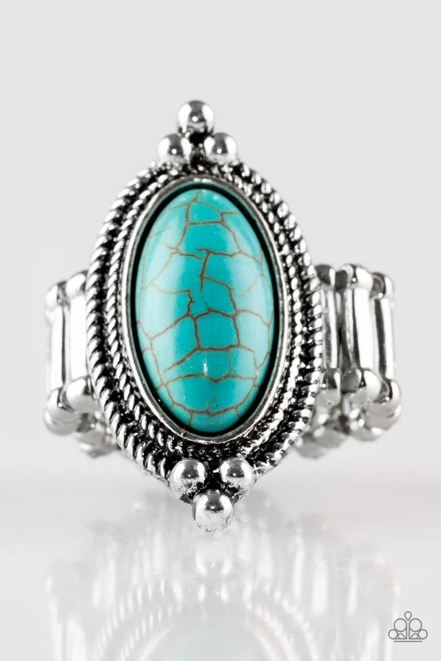 Paparazzi “Summer Sandstone” Blue Turquoise Stretch Ring