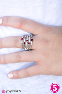 Vintage Paparazzi “Close Ranks” Red Rhinestone Stretch Ring