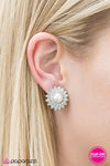 Vintage Paparazzi “Traditional Sparkle” White Pearly Rhinestone Clip-On Earrings