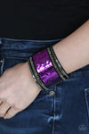 Paparazzi “Heads to Mermaid Tails” Purple to Silver Sequins Leather Bracelet