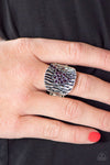 Vintage Paparazzi “Tiger Stripes” Purple Rhinestone Stretch Ring