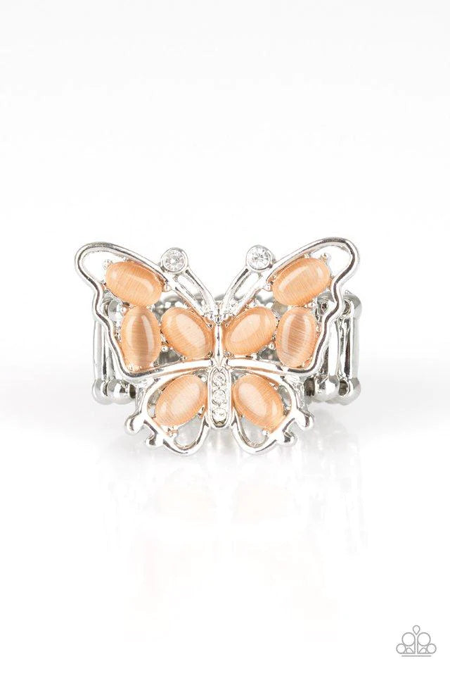 Paparazzi “Flutter Flair” Orange Moonstone Butterfly Stretch Ring