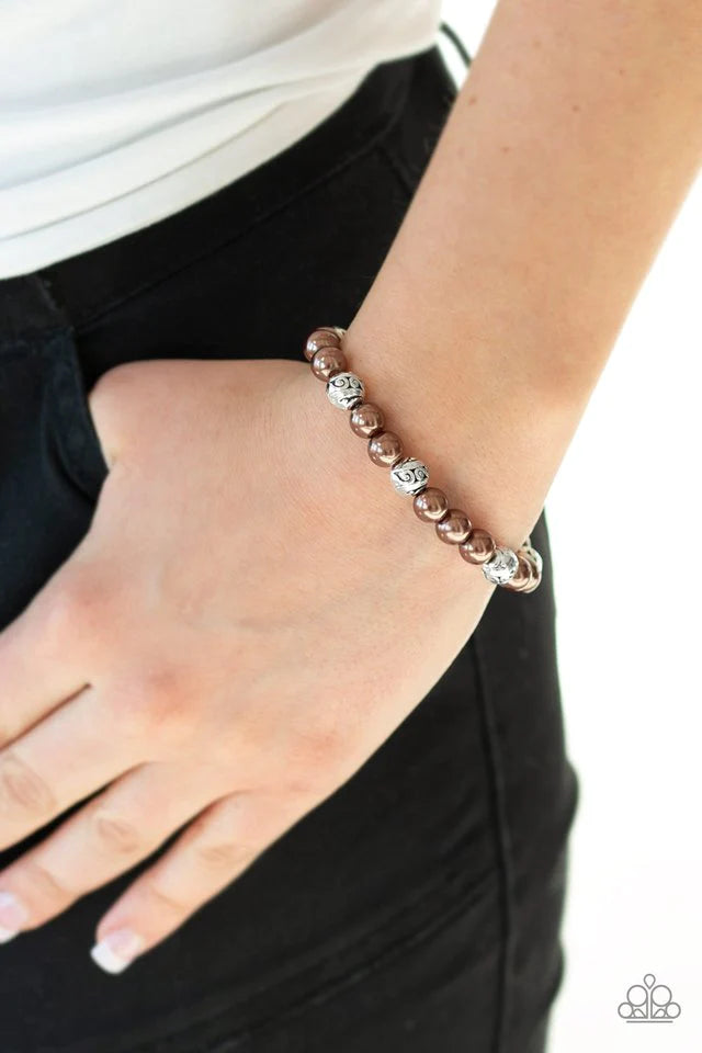 Paparazzi “Poised for Perfection” Brown Pearl Stretch Bracelet