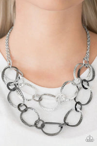 Vintage Paparazzi “Circus Chic” Multi Gunmetal & Silver Hoop Necklace