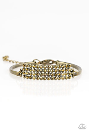 Paparazzi “Top Class Class” Brass Aurum Rhinestone Clasp Bar Bracelet