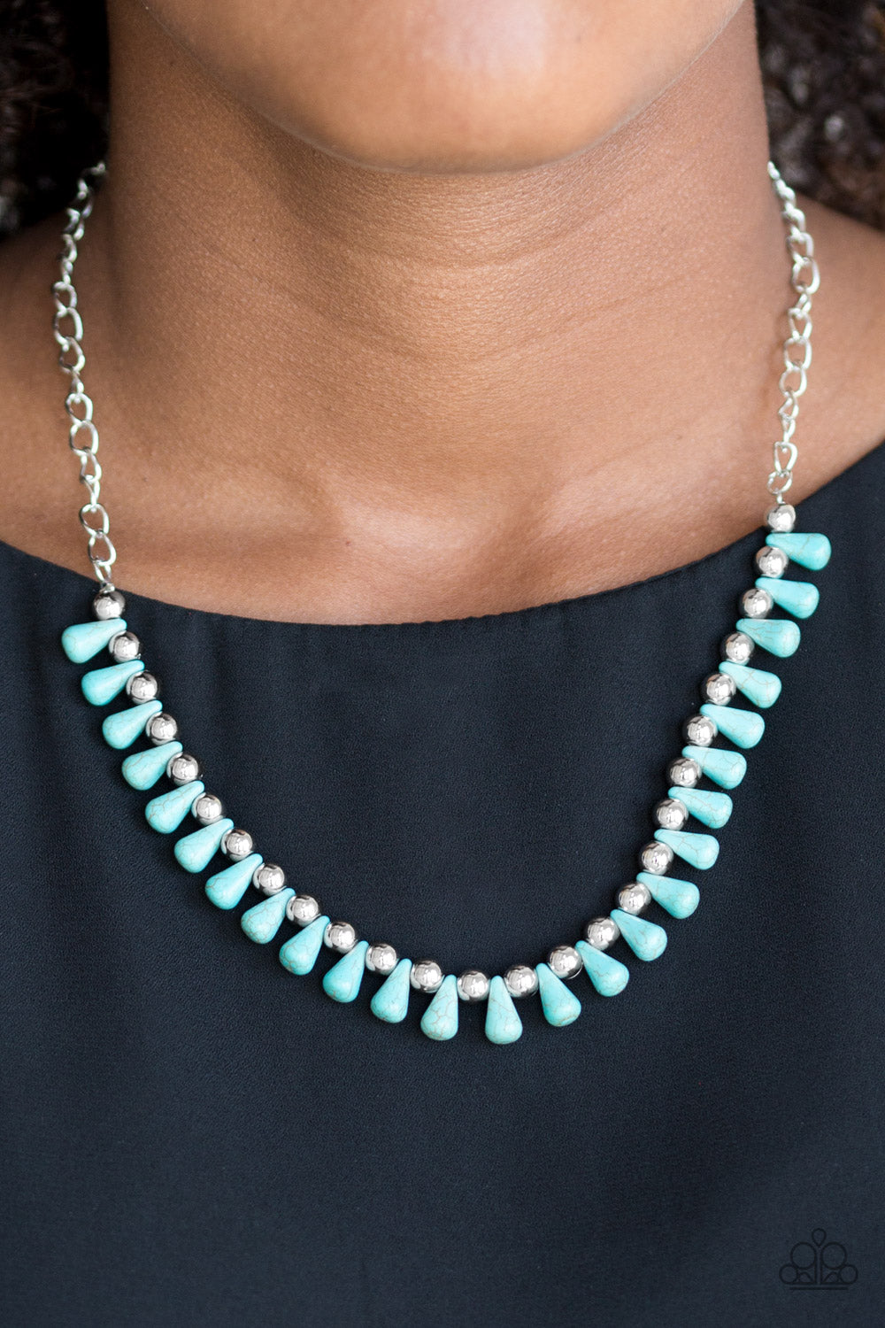 Paparazzi "Extinct Species" - Blue Turquoise Teardrop Necklace