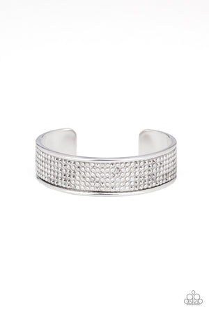 Paparazzi "Can't Believe Your ICE" - Silver Smoky Rhinestone Cuff Bracelet