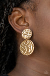 Paparazzi "Relic Ripple" - Gold Clip-On Dangle Earrings