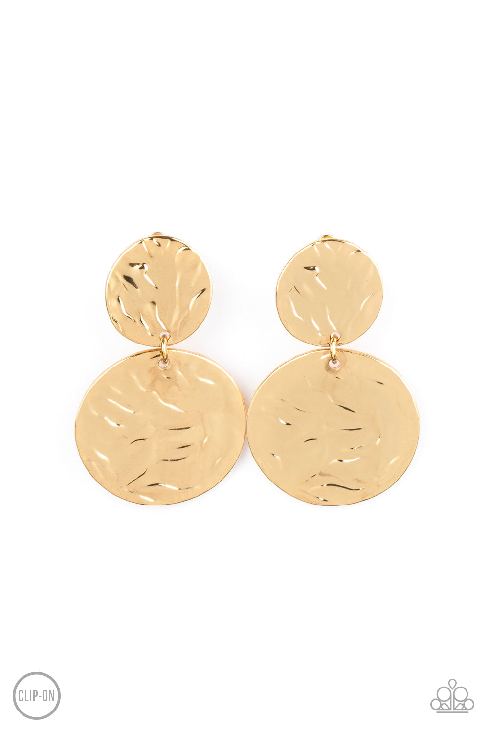 Paparazzi "Relic Ripple" - Gold Clip-On Dangle Earrings