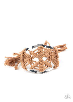 Paparazzi "Macrame Mode" - Brown Corded Cuff Bracelet