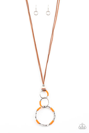 Paparazzi "Rural Renovation" - Orange & Brown Suede Necklace