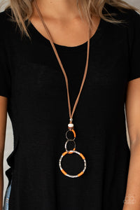 Paparazzi "Rural Renovation" - Orange & Brown Suede Necklace