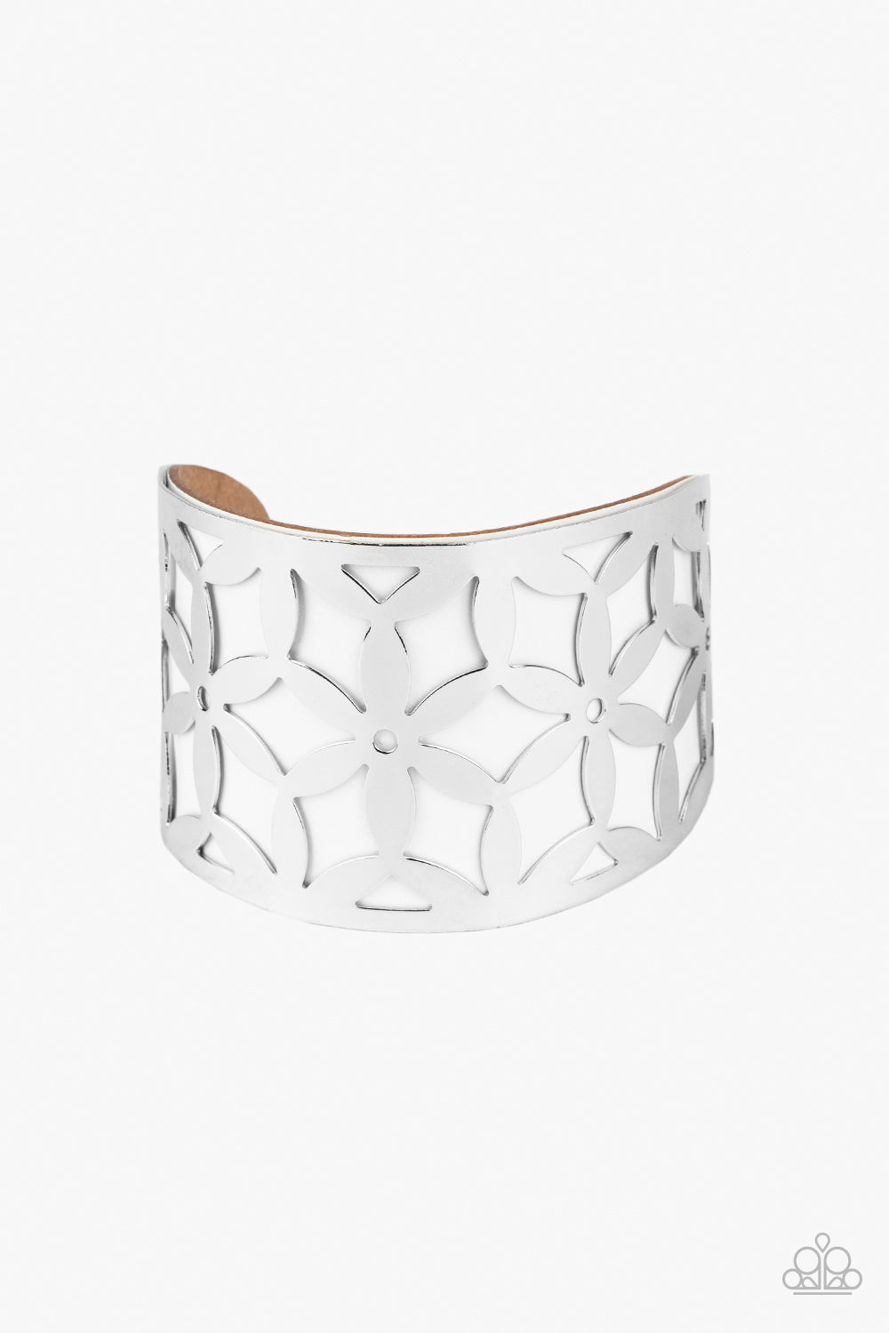 Paparazzi "Garden Fiesta" - White Leather Floral Stenciled Cuff Bracelet