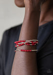 Paparazzi "BEAD Between The Lines" Wine Red & Silver Stretch Bracelet