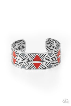 Paparazzi "Hidden Glyphs" - Red Cuff Bracelet