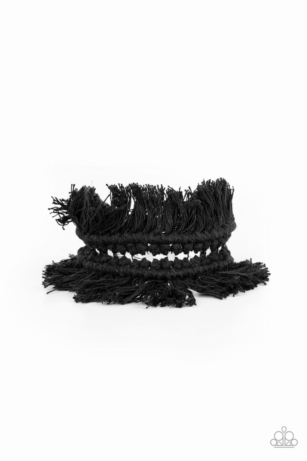 Paparazzi "Homespun Hardware" - Black Macrame Cuff Bracelet