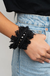 Paparazzi "Homespun Hardware" - Black Macrame Cuff Bracelet