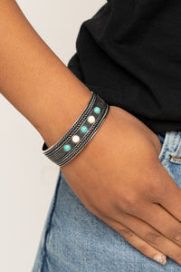 Paparazzi "Quarry Quake" - Turquoise Blue and White Stone Cuff Bracelet