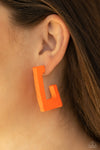 Paparazzi "The Girl Next OUTDOOR" - Orange Wooden Hoop Earrings