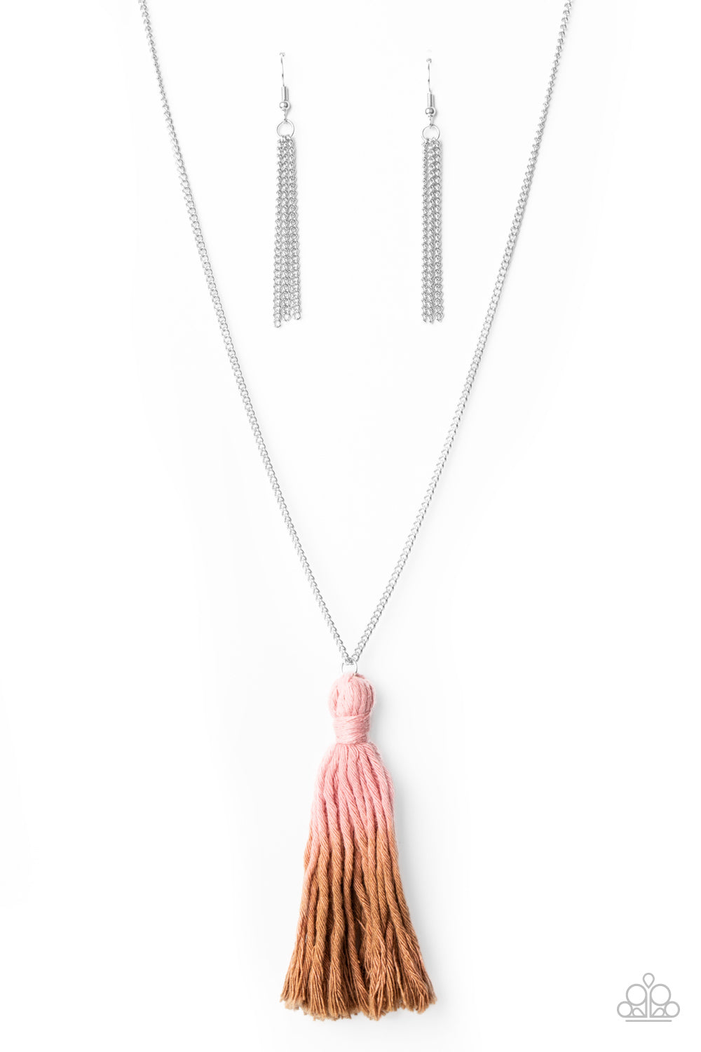 Paparazzi "Totally Tasseled" - Pink & Brown Tassel Necklace