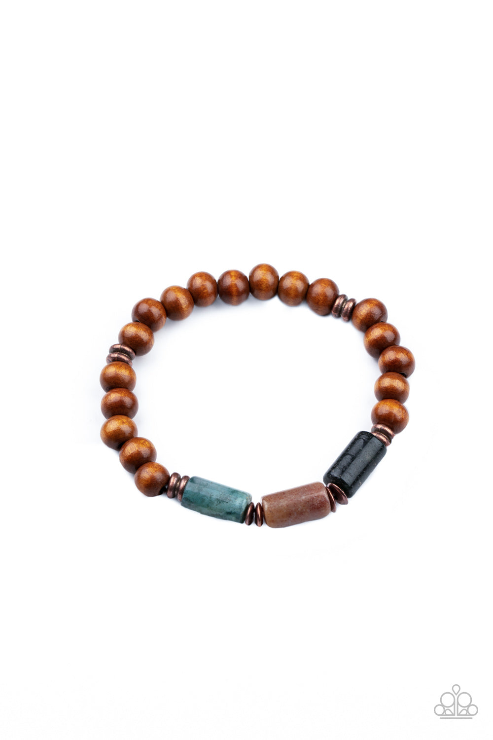 Paparazzi “ZEN Most Wanted” - Copper Wooden Unisex Stretch Bracelet
