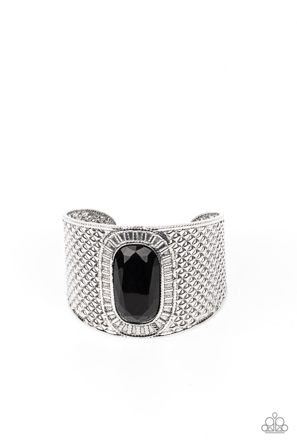 Paparazzi "Poshly Pharaoh" - Black Gem Cuff Bracelet