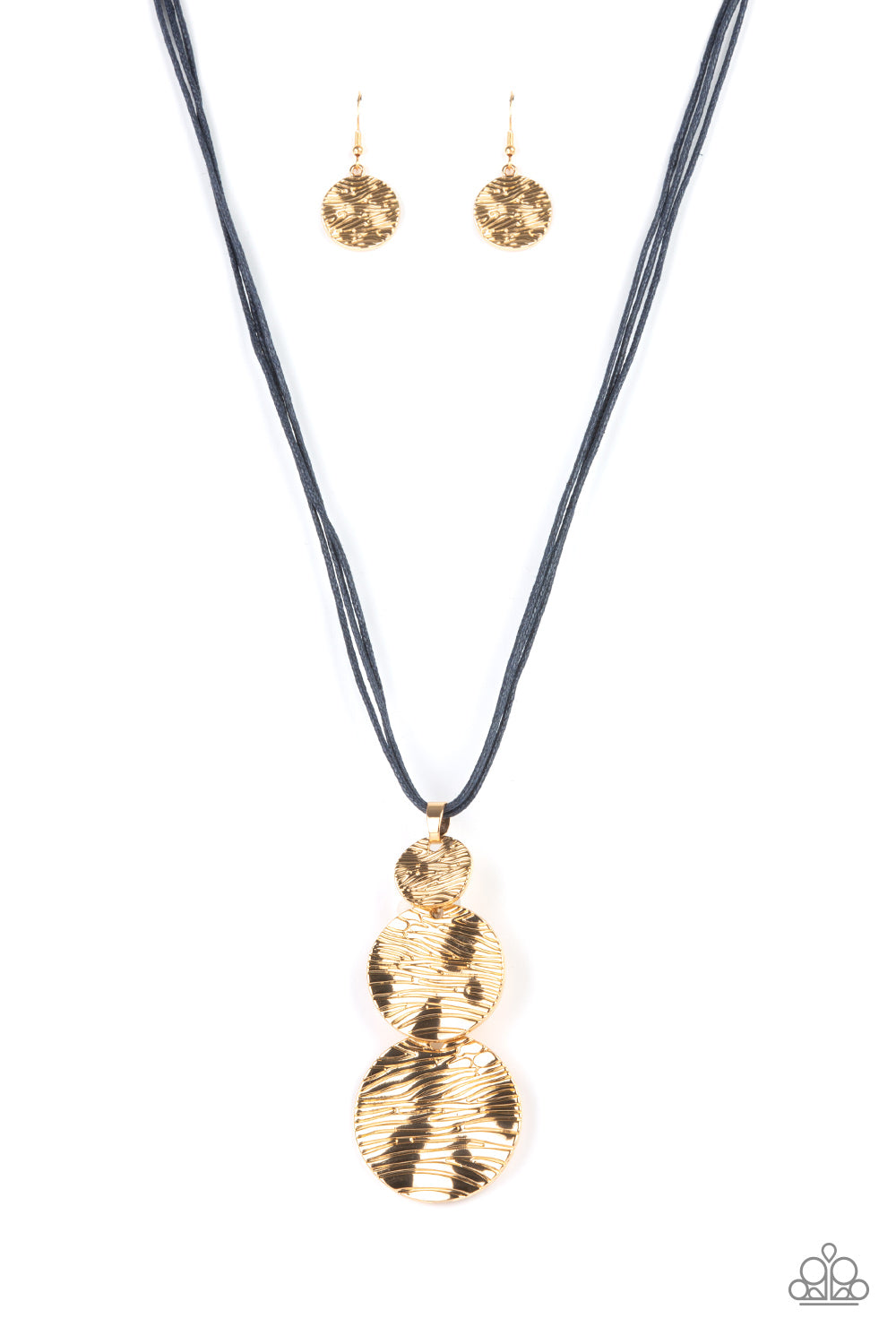 Paparazzi “Circulating Shimmer” - Blue Corded Gold Disc Pendant Necklace