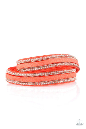 Paparazzi "Going For Glam" - Orange Double Leather Wrap Bracelet