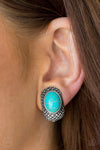 Paparazzi Clip Earrings “Bedrock Bombshell” Turquoise Blue Clip On Earrings