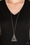 Paparazzi “TRI-Harder” Gold and Silver Triangular Pendant Necklace