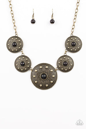 Paparazzi “Hey Sol Sister” Black/Brass Statement Necklace