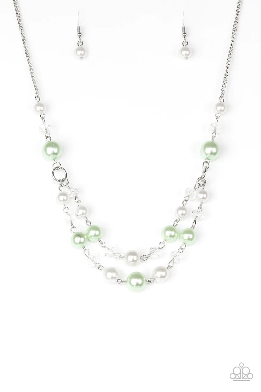 Vintage Paparazzi “The Princess Bridesmaid” Multi Green and White Pearly Necklace