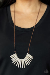 Paparazzi “Exotic Edge” Copper White Stone Fringe Necklace