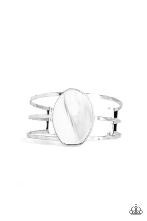 Paparazzi “Canyon Dream” White Faux Marble Cuff Bracelet