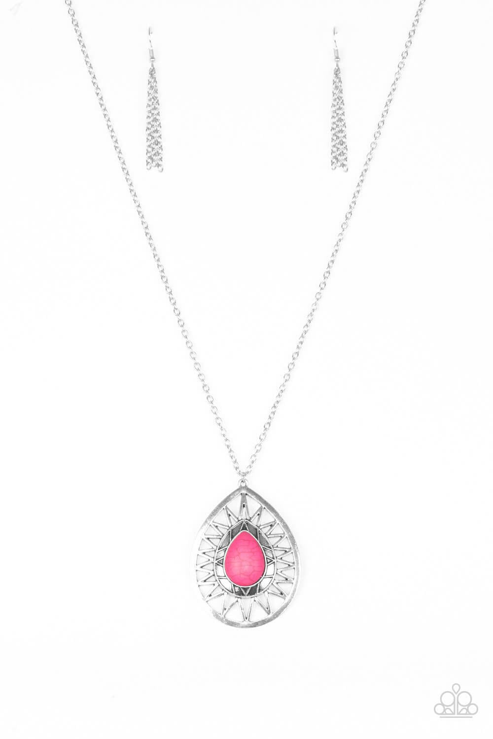 Paparazzi “Summer Sunbeam” Pink Oval Sunburst Necklace