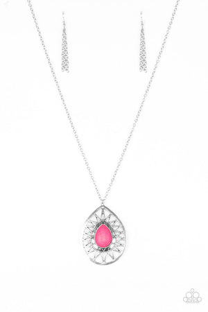 Paparazzi “Summer Sunbeam” Pink Oval Sunburst Necklace