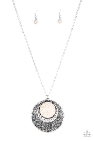 Paparazzi “Medallion Meadow” White Crackle Stone Necklace