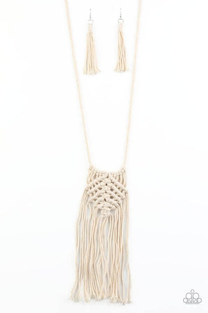 Paparazzi “Macrame Mantra” White Macrame Corded Necklace