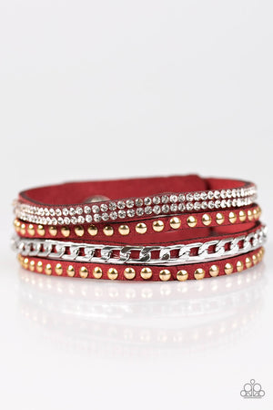Vintage Paparazzi “Hot Glam” Red Leather Bracelet