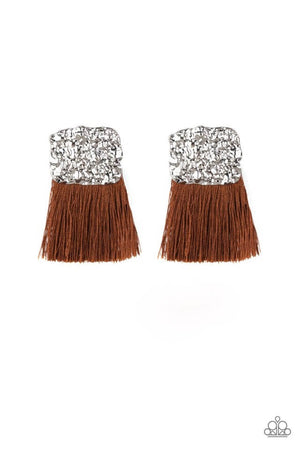 Paparazzi “Plume Bloom” Brown Tassel Earrings