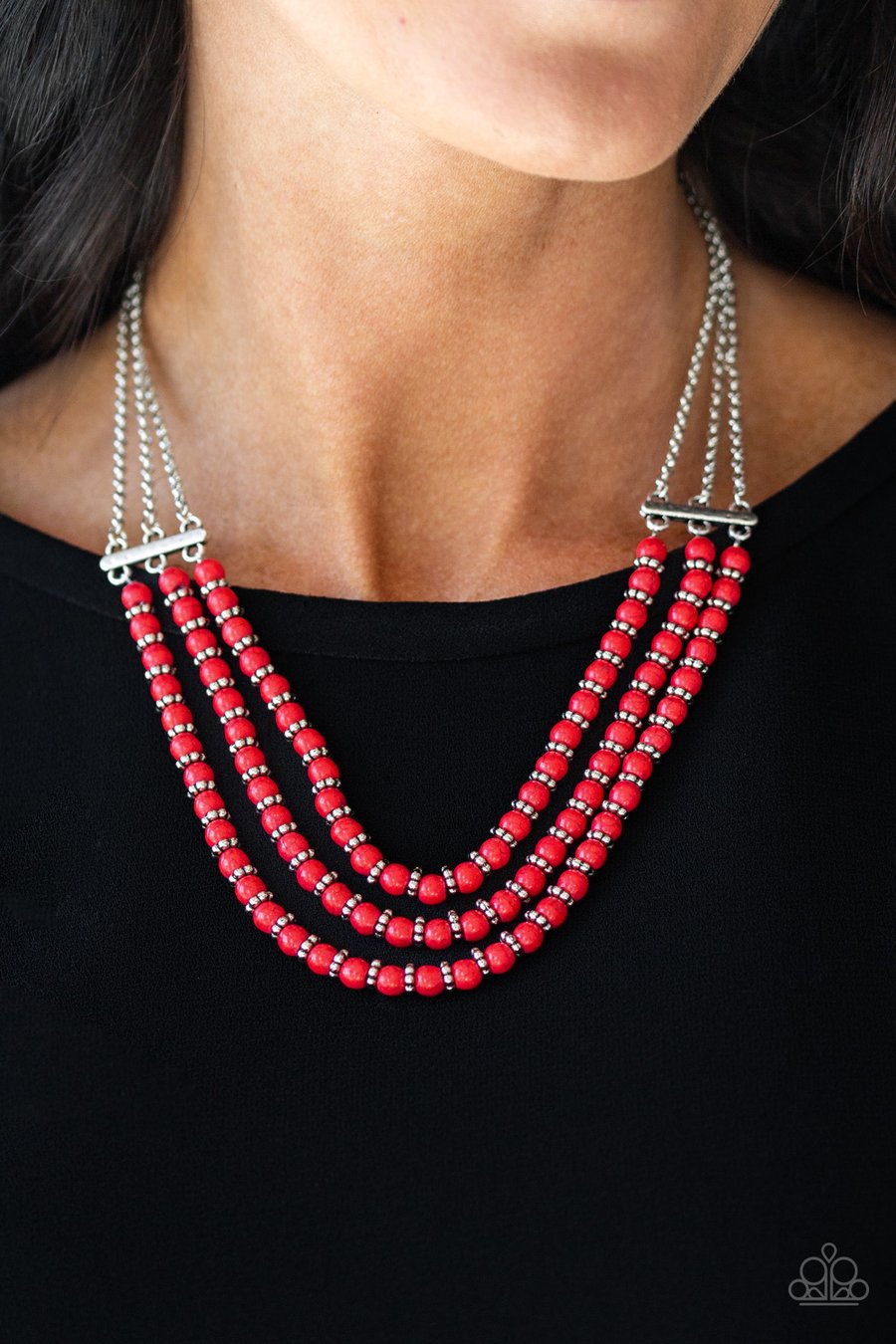 Paparazzi “Terra Trails” Red Bead Multi-Strand Necklace