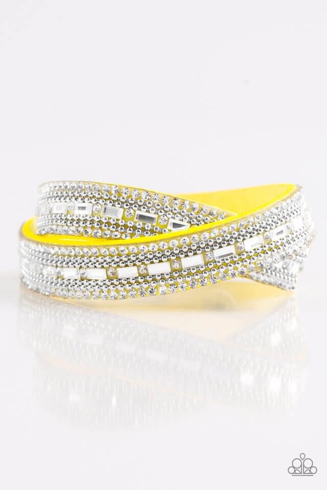 Paparazzi “Shimmer and Sass” Yellow Leather Wrap Bracelet