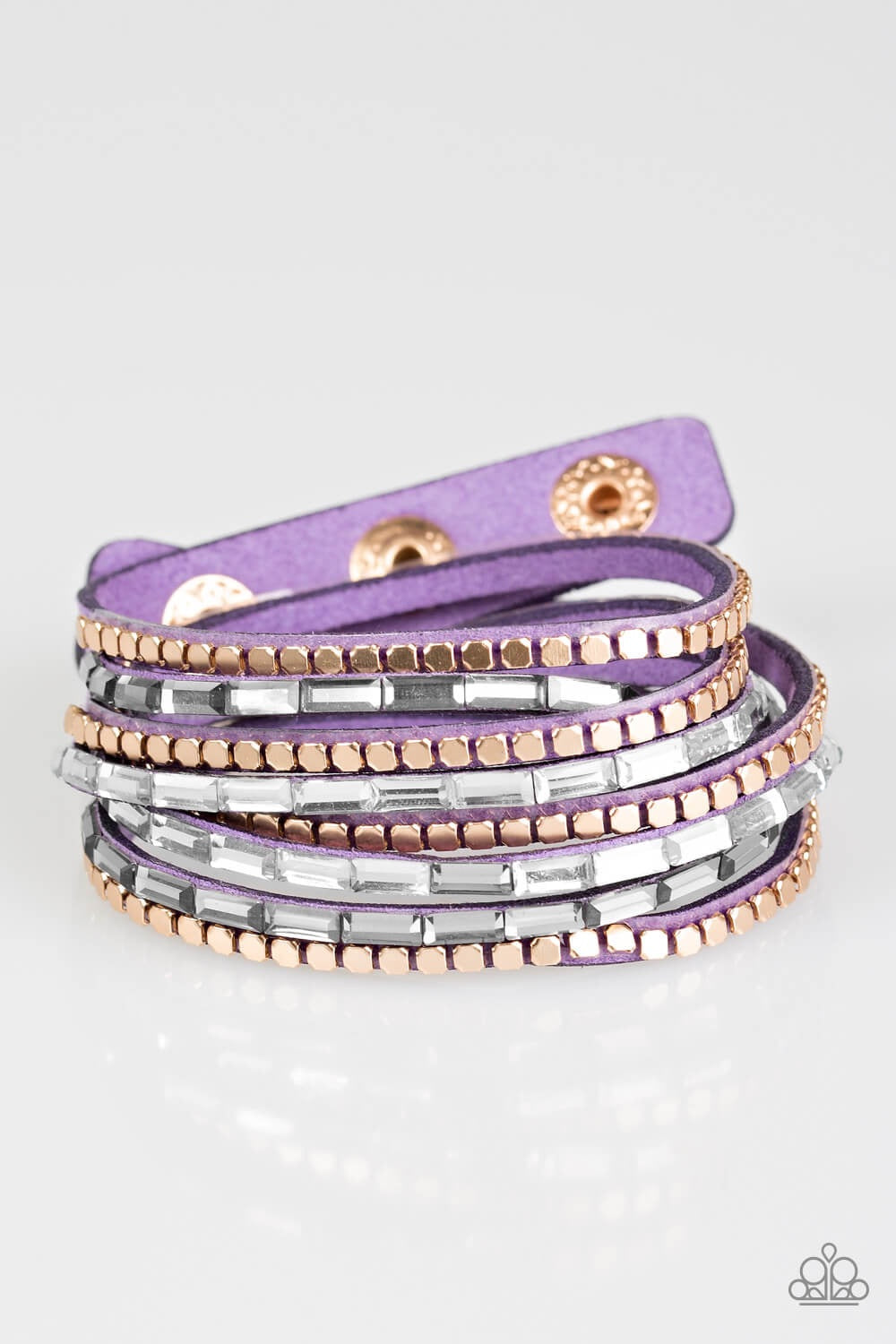 Paparazzi “This Time with Attitude” Purple & Gold Double Leather Wrap Bracelet