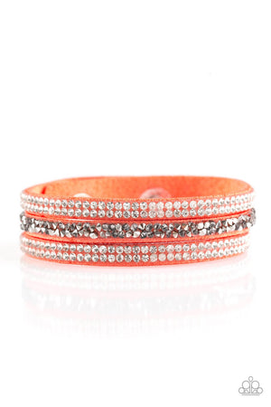 Paparazzi “Mega Glam” Orange Single Leather Wrap Bracelet