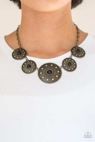 Paparazzi “Hey Sol Sister” Black/Brass Statement Necklace