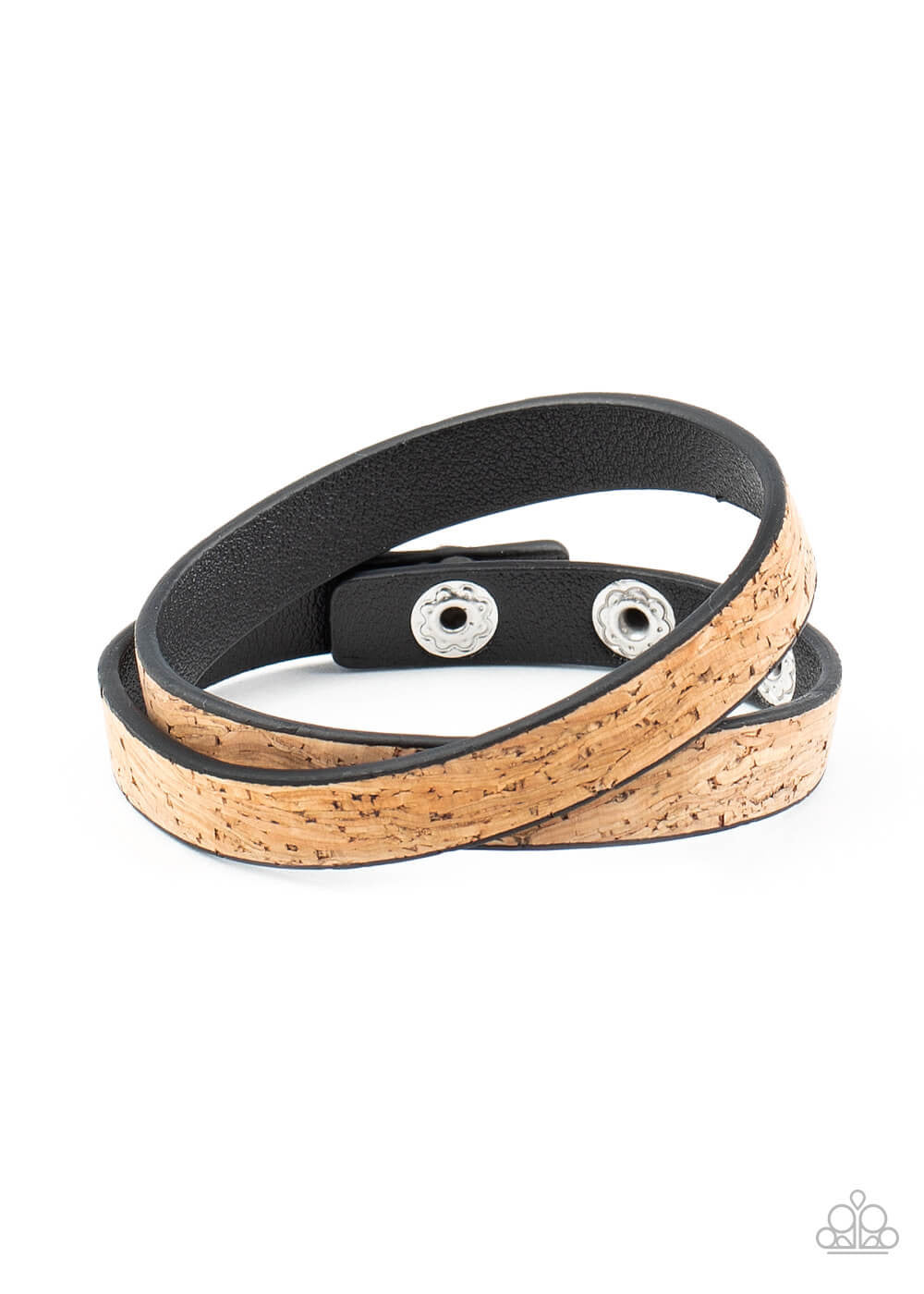 Paparazzi “Space Warp” Brown Cork Double Leather Wrap Bracelet