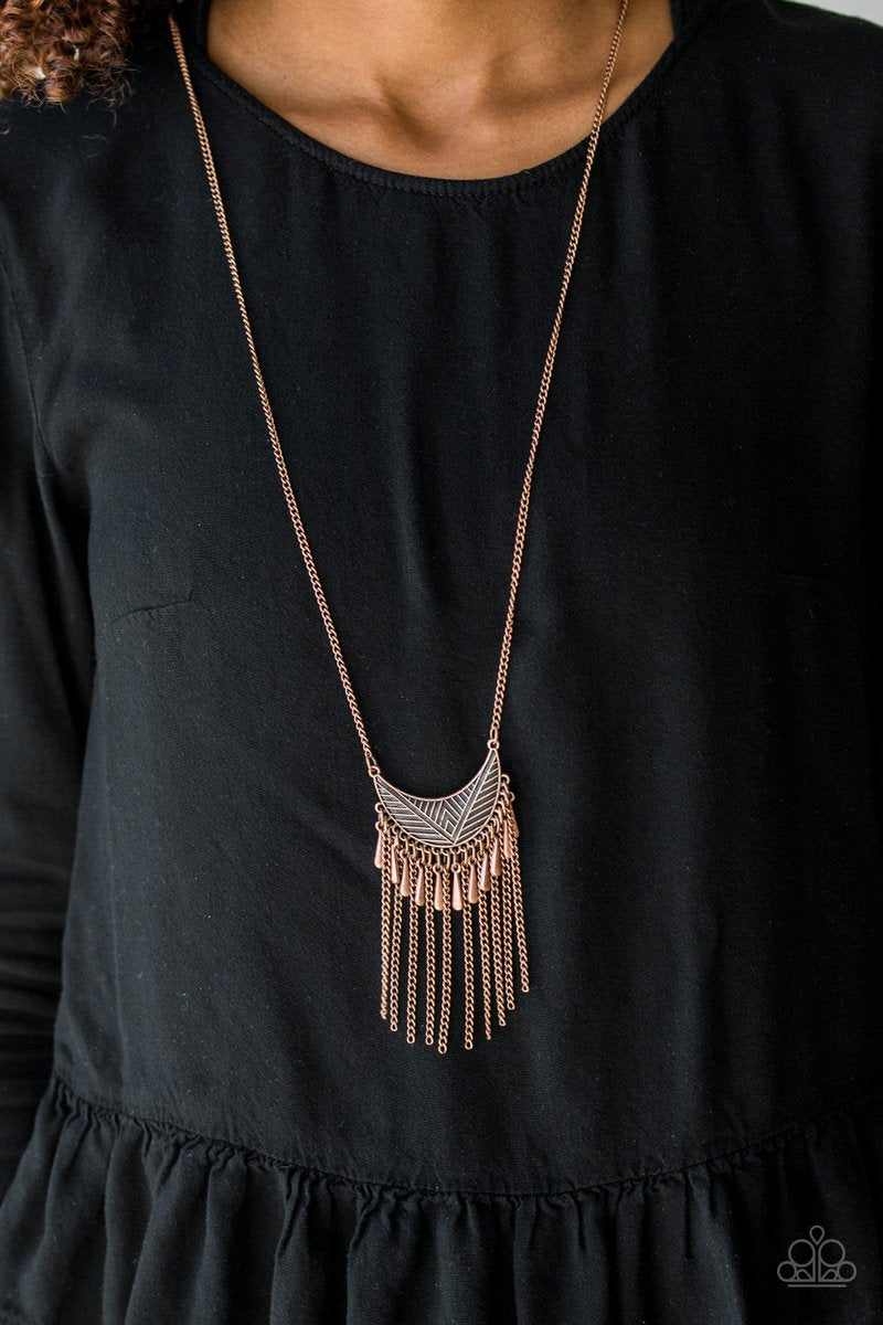 Vintage Paparazzi “Happy is the Huntress” Copper Tassel Necklace