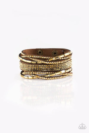 Paparazzi “Tough Girl Glamour” Brass Single Leather Wrap Bracelet