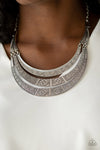 Paparazzi “Take All You Can Gatherer” Silver Triple Bar Tribal Necklace