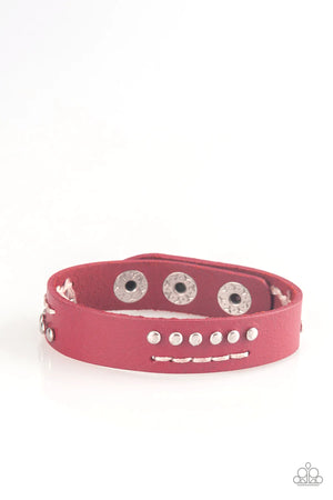 Vintage Paparazzi “That’s More Hike It” Red Leather Unisex Snap Bracelet